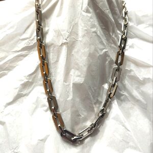 Vtg Crown Trifari Silver Tone Heavy Block Chain Necklace